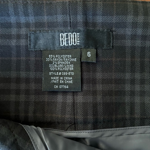 Bedo Size 6 Black and Brown Plaid Pencil Asymmetrical Skirt - Picture 9 of 10